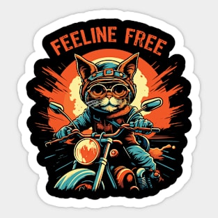 Feeline Free - Cat riding a motorbike Sticker